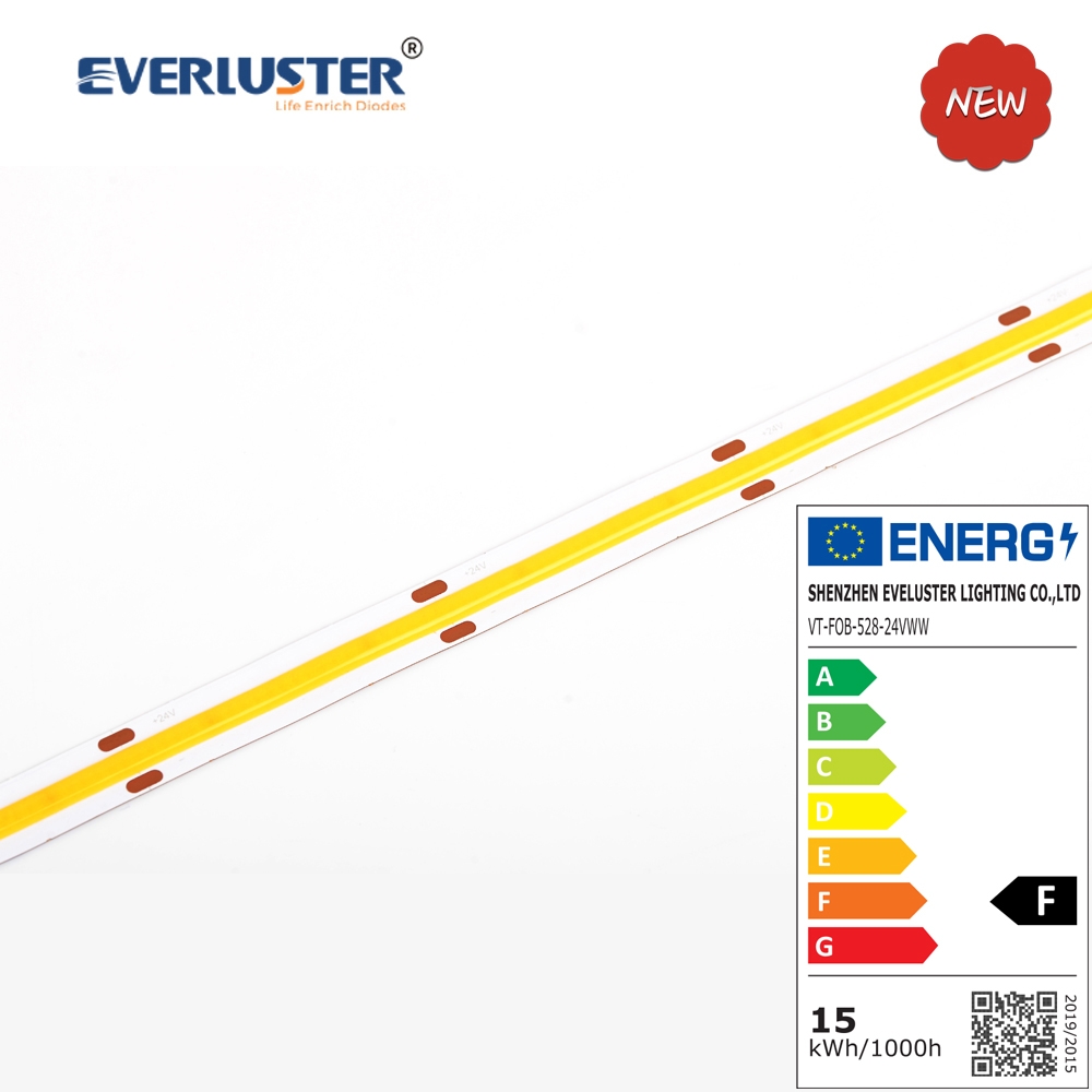 EPREL 528chips/meter COB LED Strip with EU energy labeling